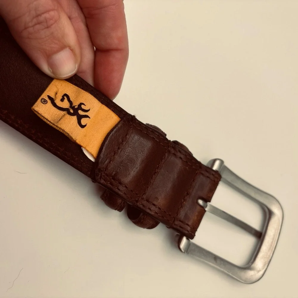 Browning genuine leather belt men's size 36 buckmark hunting outside outdoors